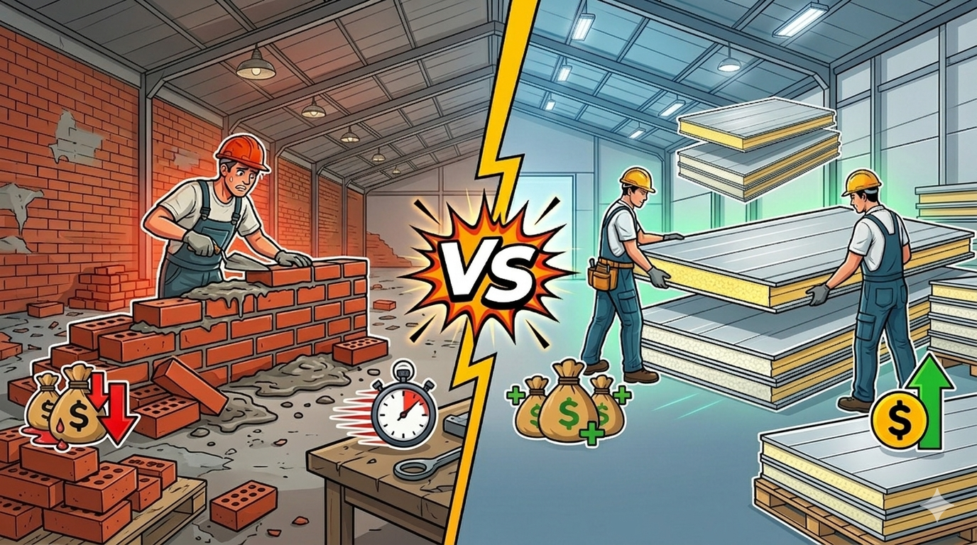 Jangan Asal Bangun Gudang! Perbandingan Lengkap Biaya Bata Merah vs Sandwich Panel